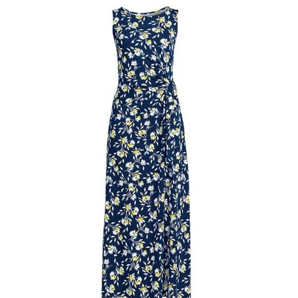 Land’s End Sleeveless Tie Waist Maxi Dress Deep Sea Navy Floral Sz 3X (24W-26W) - Picture 11 of 11